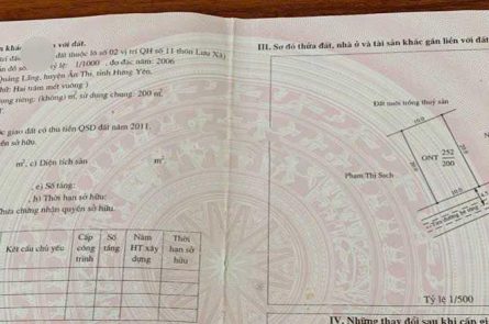 Chính chủ bán 200m2 đất tại thôn lưu xá - xã quảng lãng - huyện ân thi - tỉnh hưng yên