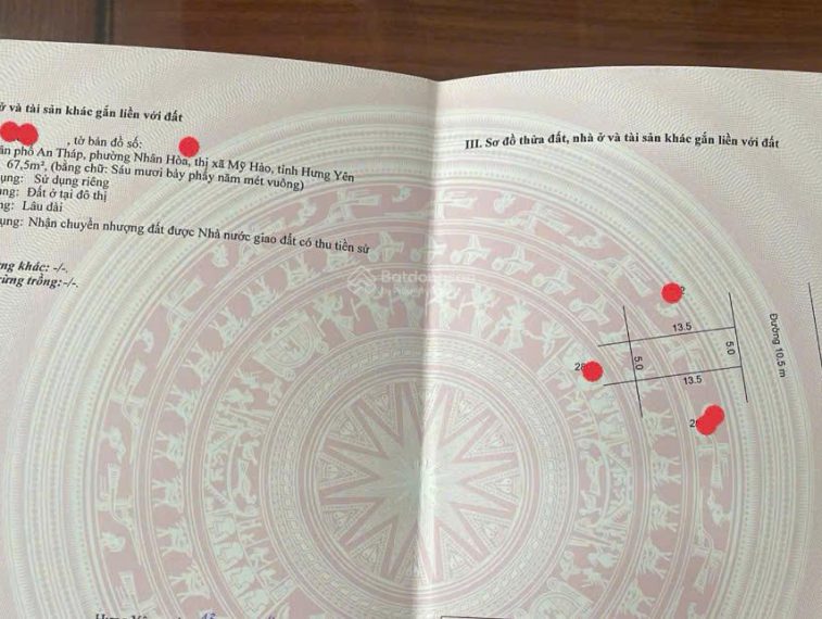 Bán lô đất siêu víp tại phường Nhân Hòa thị xã Mỹ Hào