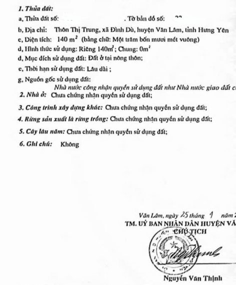 Cần bán lô đất đẹp tại Đình Dù – Đường ô tô tránh nhau, vị trí trung tâm